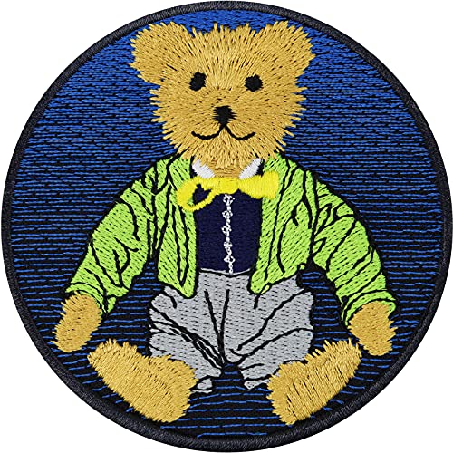 Image of Teddy Bear Sew on Patch - Colorful Toy Iron on Patches for Kids, Girls, Teddy Bear Lovers - Wildly Popular Cute Patches for Jackets, Jeans, Backpacks, Hats, Shirts - Green - 3.14X3.14 in