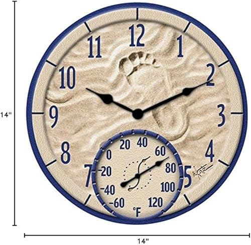 Springfield Reloj con termómetro para interiores y exteriores, resina de 14.0in