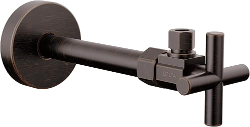 Delta DT022201 Válvula de parada de suministro en ángulo con mango cruzado - Menos línea de suministro - Bronce veneciano