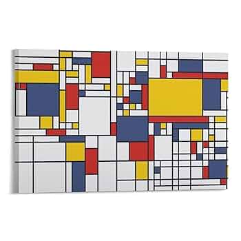 【絵画　アート】抽象画 青 赤 キャンバス　27.5センチ×22センチ Amazon.co.jp: ピート・モンドリアン偉大な抽象画家たち絵画（赤