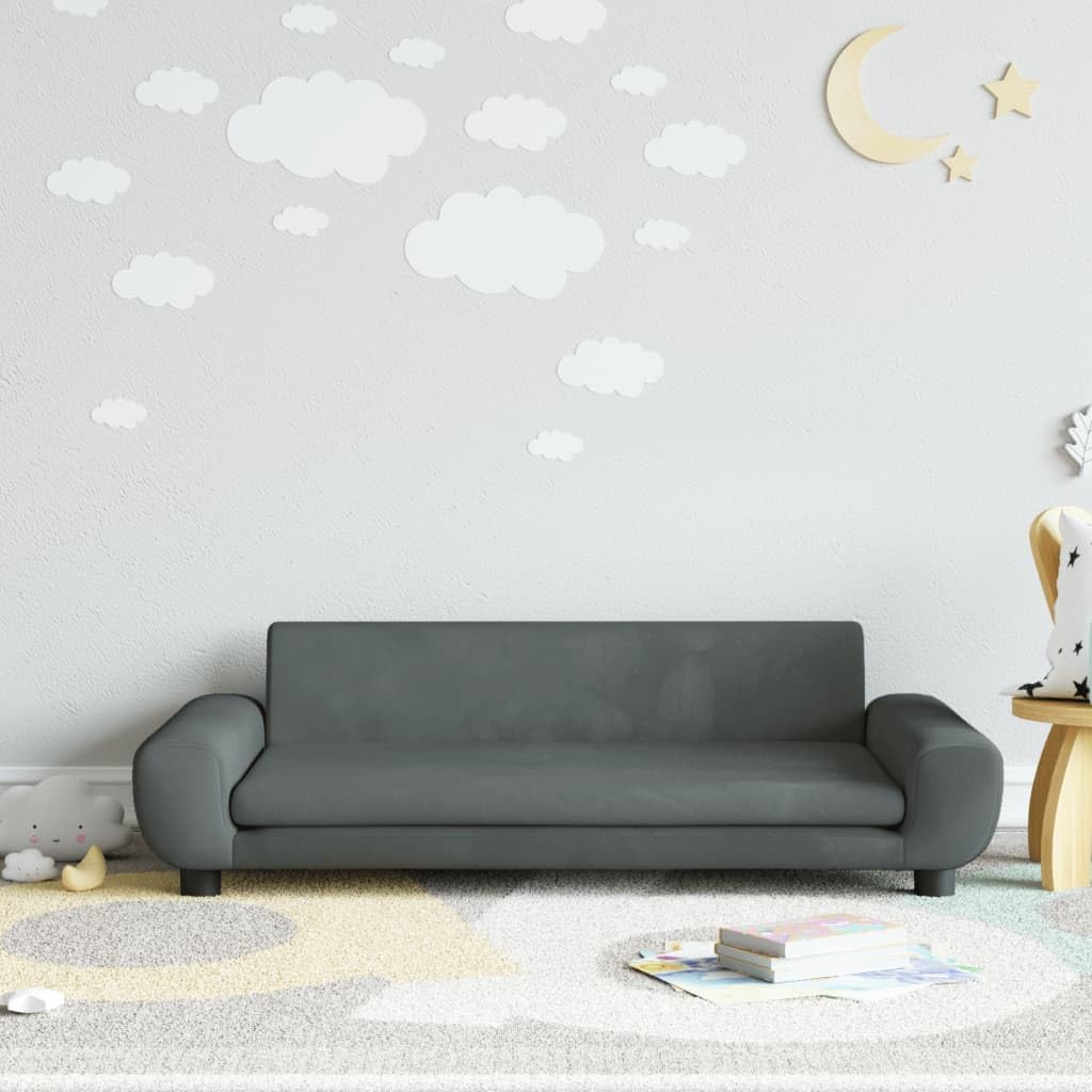 Homgoday Canapé Enfant Gris Foncé 100 x 54 x 33 cm Velours Canapé-Lit Canapé Salon Canapé Jardin Canapé Jardin Salon Terrasse Décor Extérieur