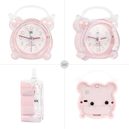 Miniatura 2 de Meyaus 3 en cristal transparente de plástico despertador silencioso sin tictac noche reloj de luz