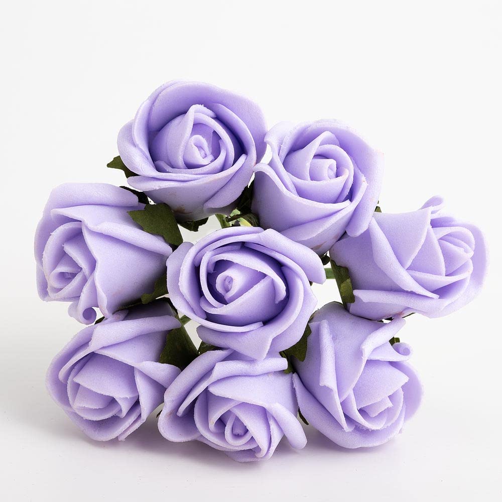 Italian Options Colourfast Artificial Foam Rose Flowers Wedding Bouquet, 3cm, Lilac
