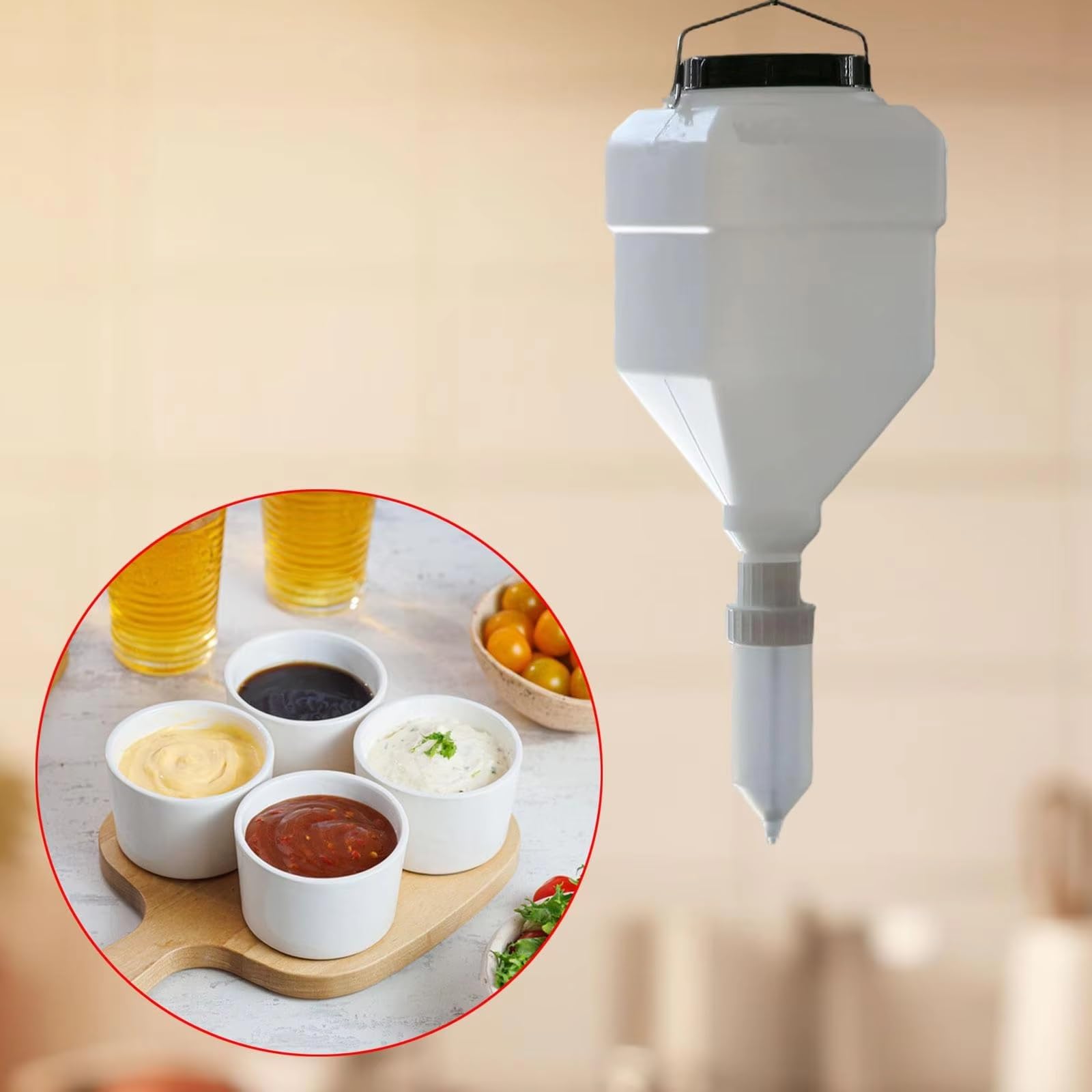 Dozownik do butelek do wyciskania przypraw, szczelny wyciskacz do sosów 5,5 l, do musztardy, keczupu, sosu sałatkowego, idealny do restauracji, grillowania i przekąsek