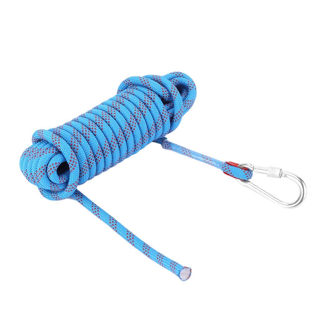 12mm Corda da Arrampicata, Corde di Sopravvivenza con Cordino da Paracord con Moschettone Accessorio per Corda Rampicante(10M) Protezione d'emergenza