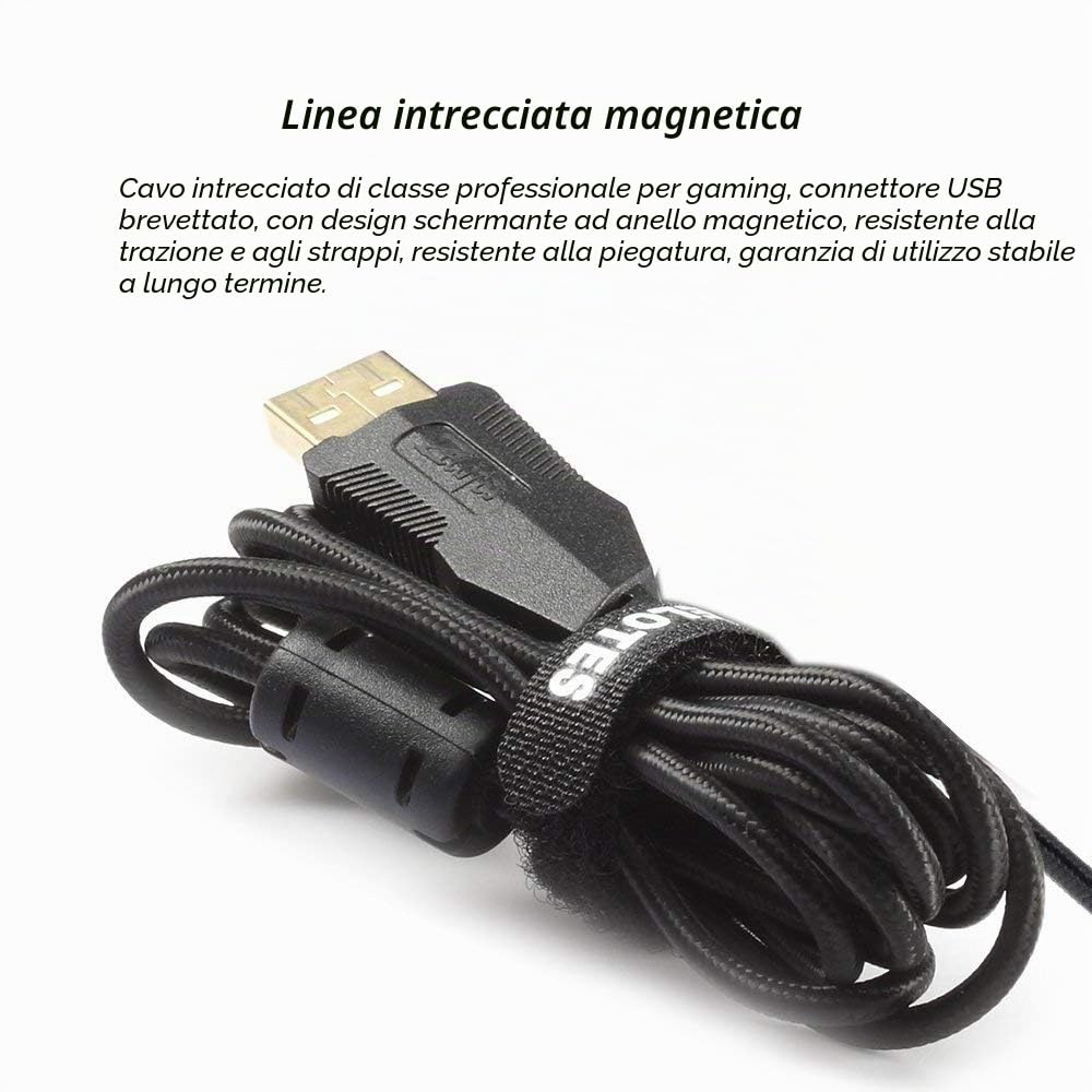 zelotes Mouse Gaming Cablata,4000DPI,12 Pulsanti Programmabili,Pesi Regolabili,RGB,Design Ergonomico,Prestazioni Elevate,Mouse da Gioco con Filo USB per PC,Mac,Laptop,Nero
