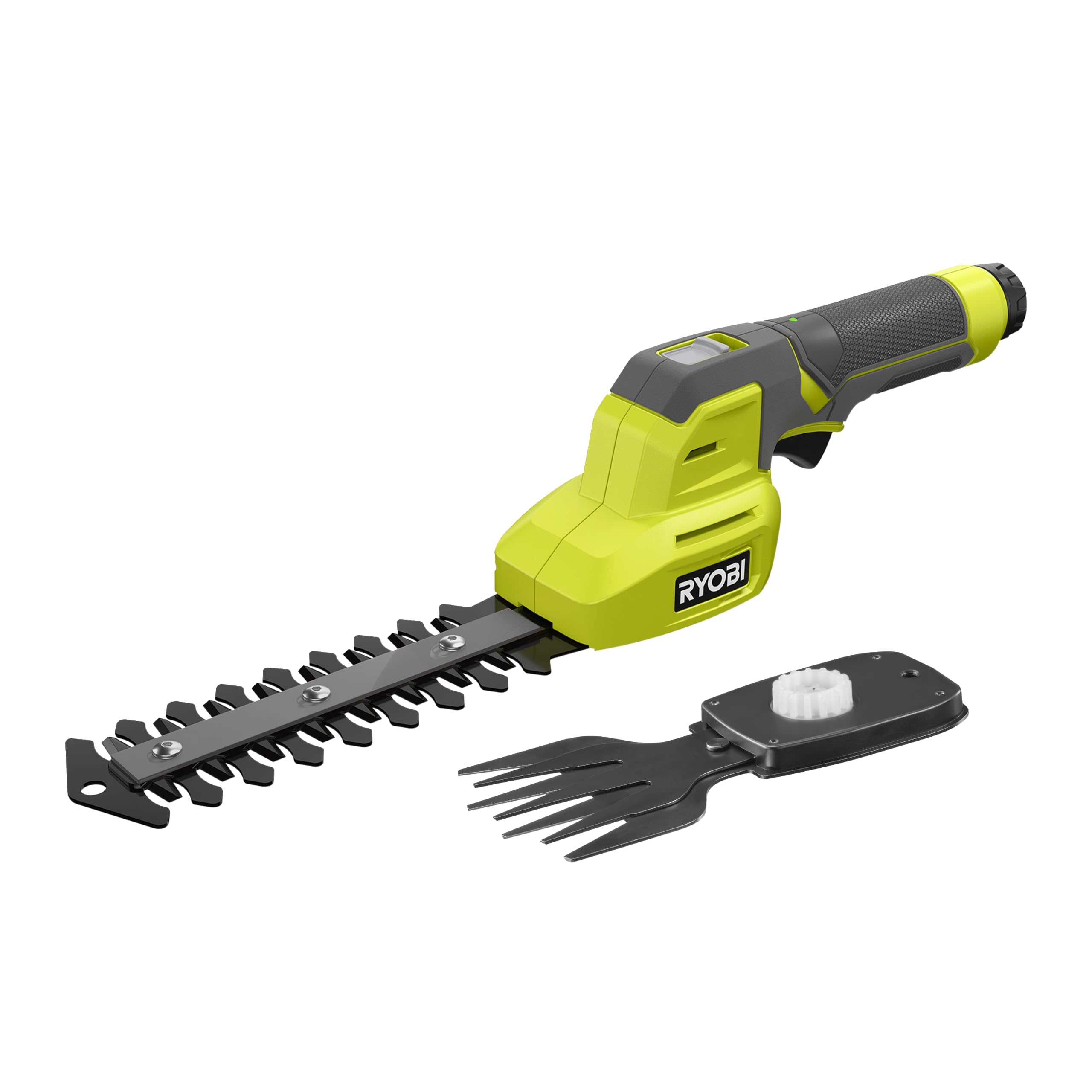 RYOBI Cisaille à Gazon et Sculpteur de Végétaux 4V USB Lithium RY4CGSA-120 – Taille Buis, Bordures, Topiaires et Petits Arbustes, Lames Interchangeables, Batterie 2,0 Ah USB-C Incluse