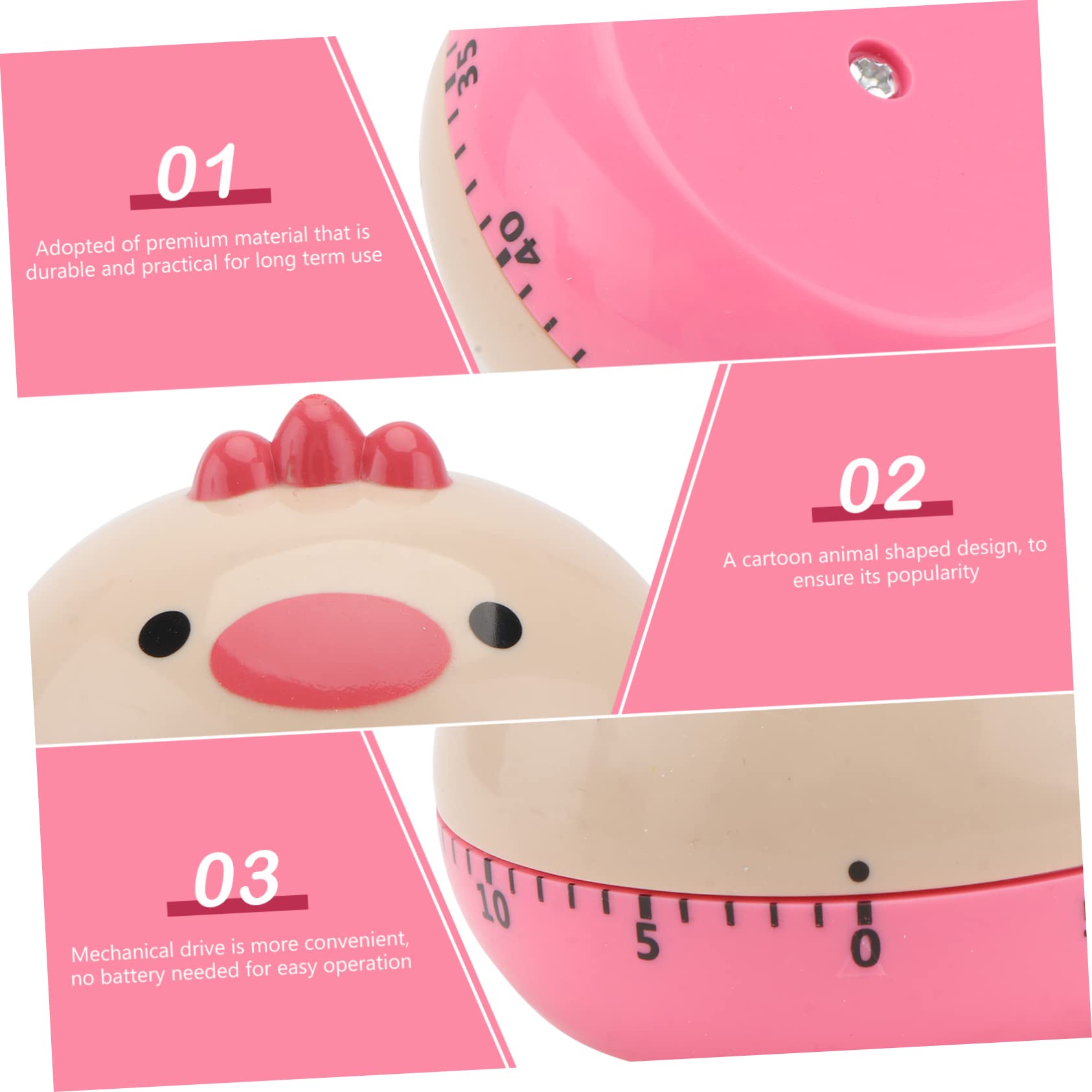 DECHOUS 3pezzi Timer Cartoon Timer Meccanico Per Studenti e Del Per e Regali Batteria
