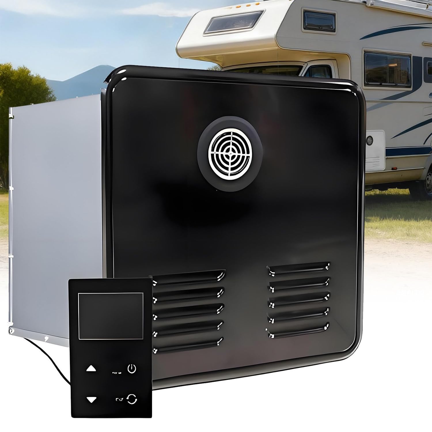 Calentador de Agua para VehíCulos Recreativos,55 000 Btu,Control Termostático,Acero Inoxidable 12 V CC,Calentador de Agua Portatil para Autocaravanas Black