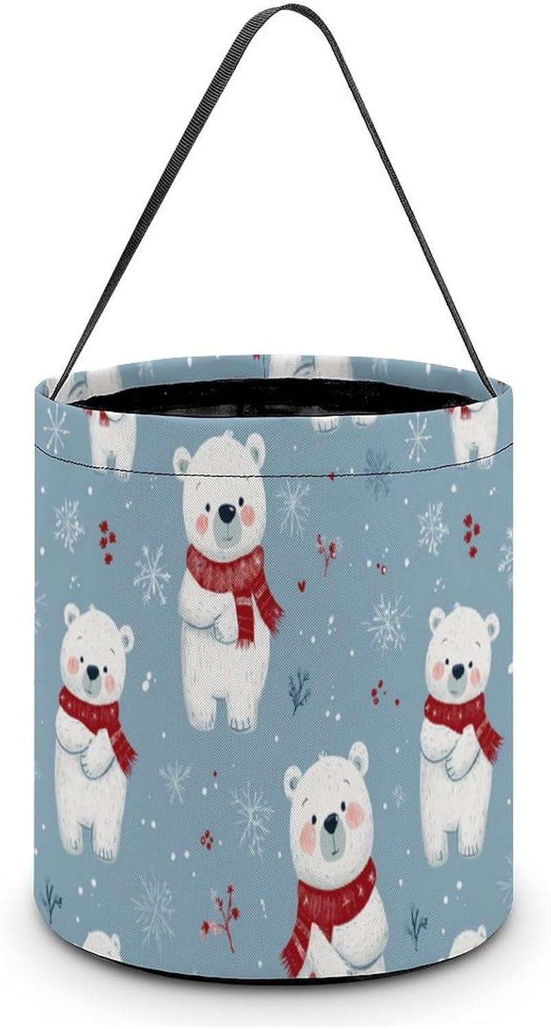 Bear Christmas Snowflakes Halloween Basket Candy Tote Bag Easter Bucket