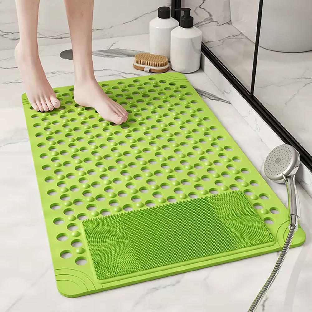 Shower Mat Non Slip Anti Mould,50x80cm Non Slip Bath Mats For Inside Bath With Suction Cups And Drainage Holes,PVC Material Shower Mats For Inside Shower,Bathroom,Hotel,Gym Bath(Green)