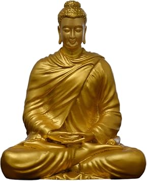 Chufan Mini Shakyamuni Buddha Statue Figurines Brass Spiritual Sculpture The Enlightened One Spirits Meditation Handmade Feng Shui Decor Gold Plating