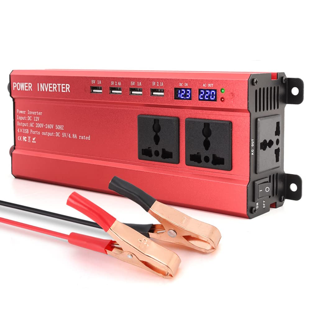 Onduleur 2000W convertisseur DC 12V 24V en AC 220V avec prises et ports USB pour voiture