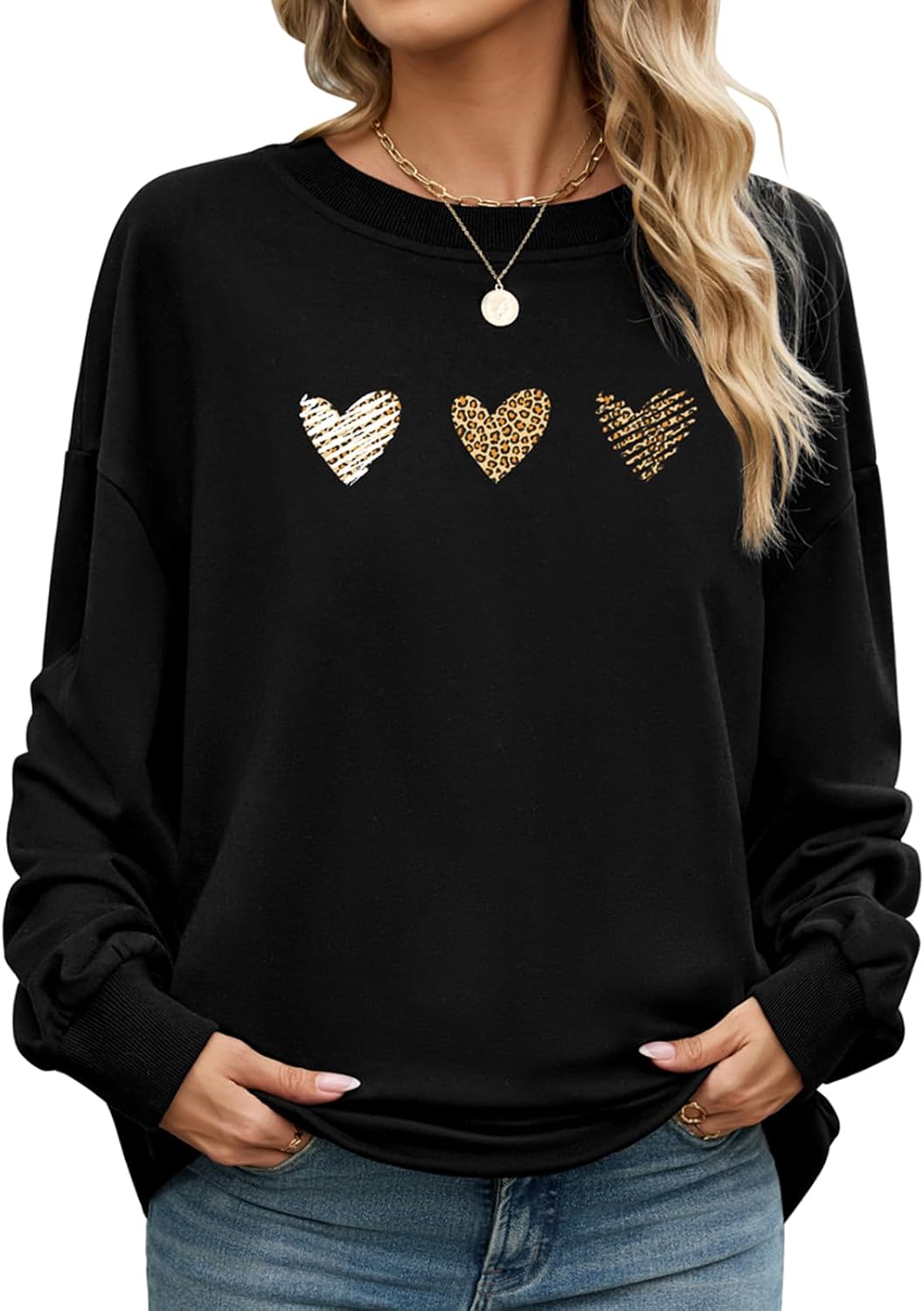 CMTOP Felpa Donna Stampata Maglia Casual Senza Cappuccio Maglietta Primaverile Autunnale a Maniche Lunghe Pullover con Orlo a Coste in Tinta Unita T-Shirt Moda Stile Sport Basic