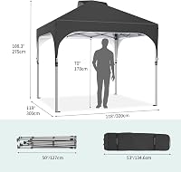 YITAHOME 3x3m Vízálló Összecsukható Kerti Pavilon - UV-Védelemmel, Állítható Magassággal, Fesztiválokra, Piacokra, Medencéhez - Fekete 6
