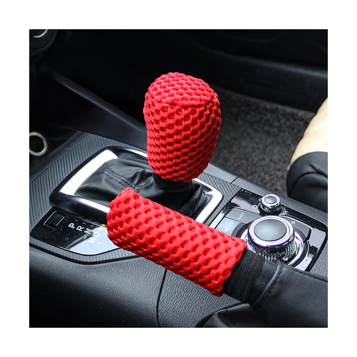 AUCELI 2 Pack Car Gear Shift Knob Cover & Handbrake Cover, Automotive Anti-Slip Breathable Comfortable Handbrake Gear Shift Protector, Vehicle Interior Accessories