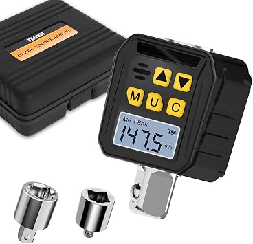 1/2 Drive Digital Torque Adapter, 7.38-147.5 Ft-lb/10-200 Nm Digital Torque Wrench Converter with 3/8" and 1/4" Adapters for Bicycle Motorcycle Car Repair