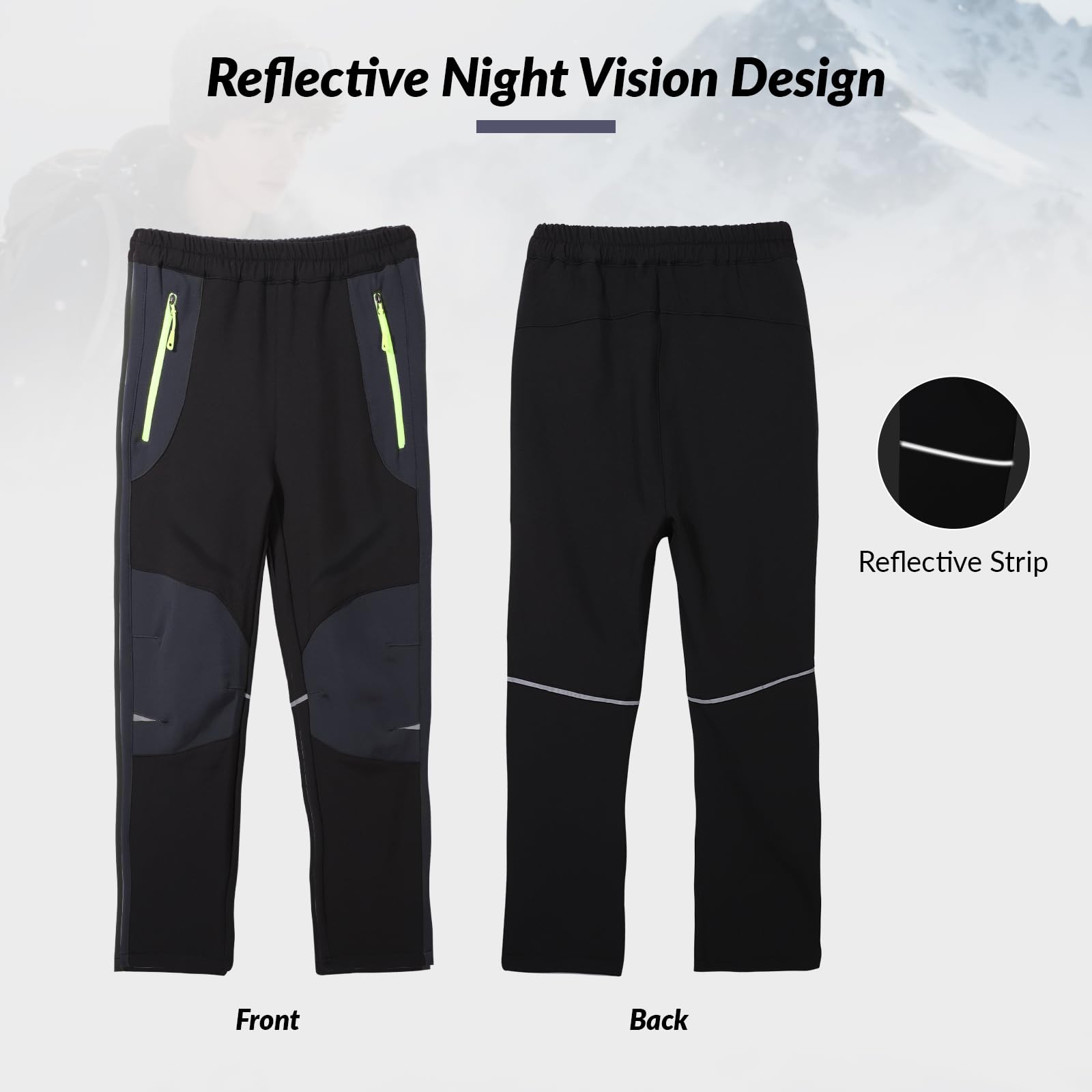 LHHMZ Pantalons d’extérieur garçon Pantalons de randonnée, Pantalon de Marche d’Hiver doublé Polaire, Pantalon de Ski de randonnée d’Hiver épaississant imperméable