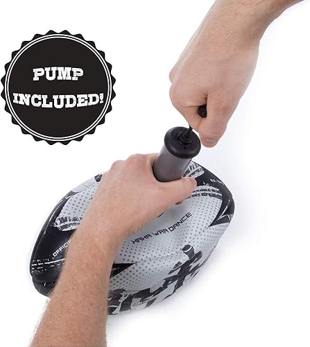 Miniatura 5 de Crown Sporting Goods Haka War Dance Rugby Match Ball - Pelota oficial de tamaño 5 con agarre texturizado, diseño de desafío maorí negro de Nueva