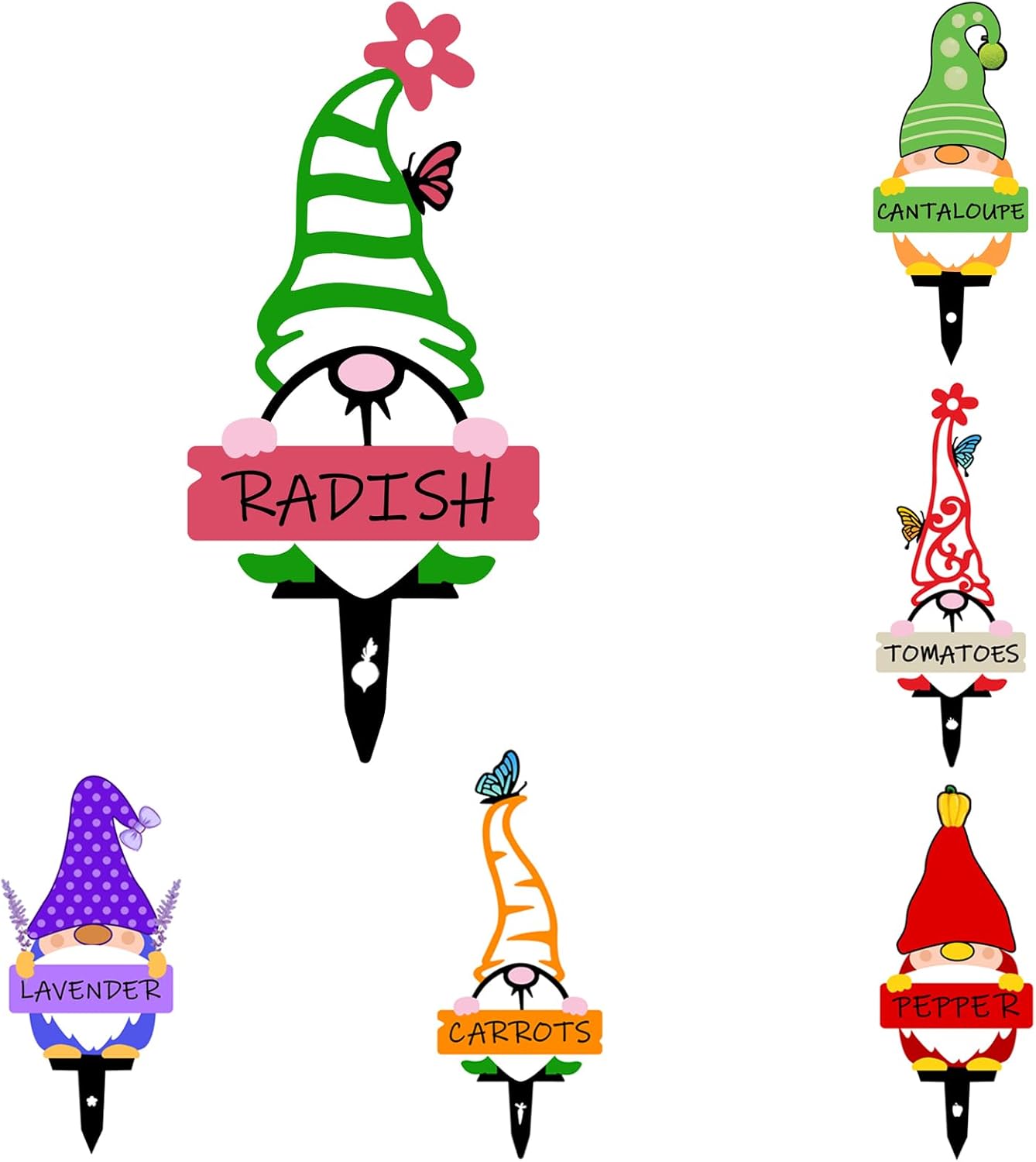 Garden Gnomes Plant Markers Steel Garden Label Fruit and Vegetable Stakes