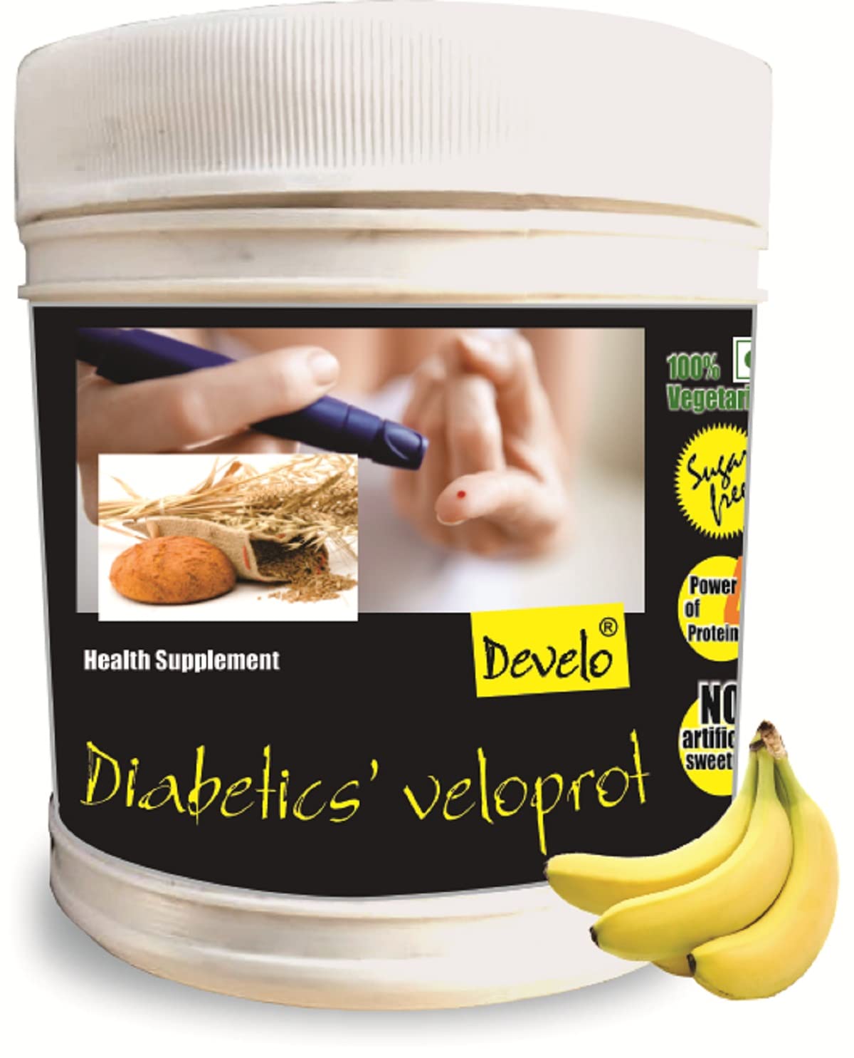 Develo Diabetic Protein Powder for Diabetes Care, Sugar Free Health Drink supplement – 500 g Banana