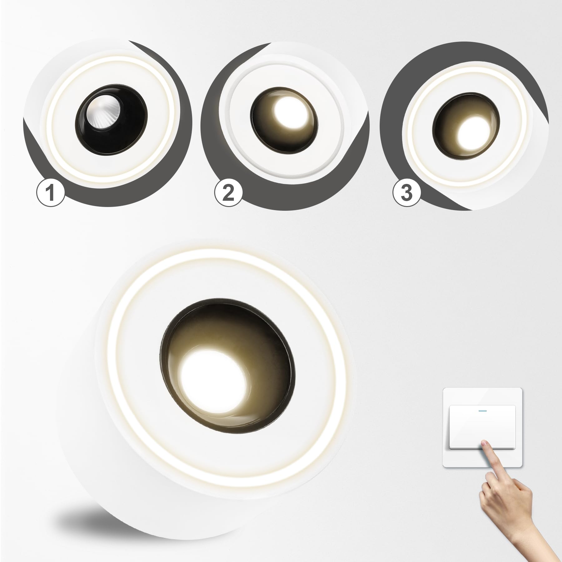 Lot de 4 spots LED en saillie - Extra plats - Diamètre : 97 x 55 mm - 8 W - 1680 lm - 4000 K - Blanc neutre - Rond - 230 V - Spot de plafond en aluminium - Montage en saillie