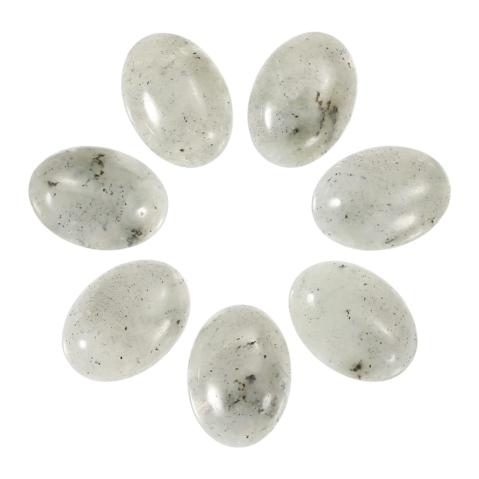 sourcing map Flat Oval Stone,Oval Cabochons Stones 18mm x 13mm Natural Stone Cabochons for Jewelry Making DIY Photo Frame Home Decor (Pack of 7, Gray)