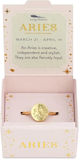 Zodiac Sign Ring Gift Constellation Gifts for Women and Teen Girls, 14K Gold-Dipped Star Sign Ring, One Size