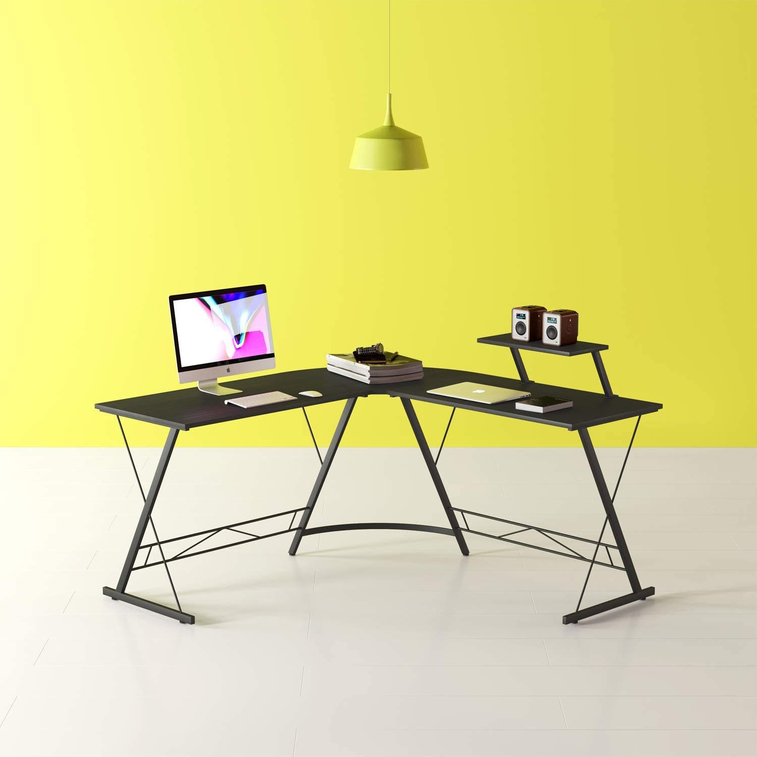 KH L Shaped Desk Home Office Desk with Round Corner Computer Desk with
