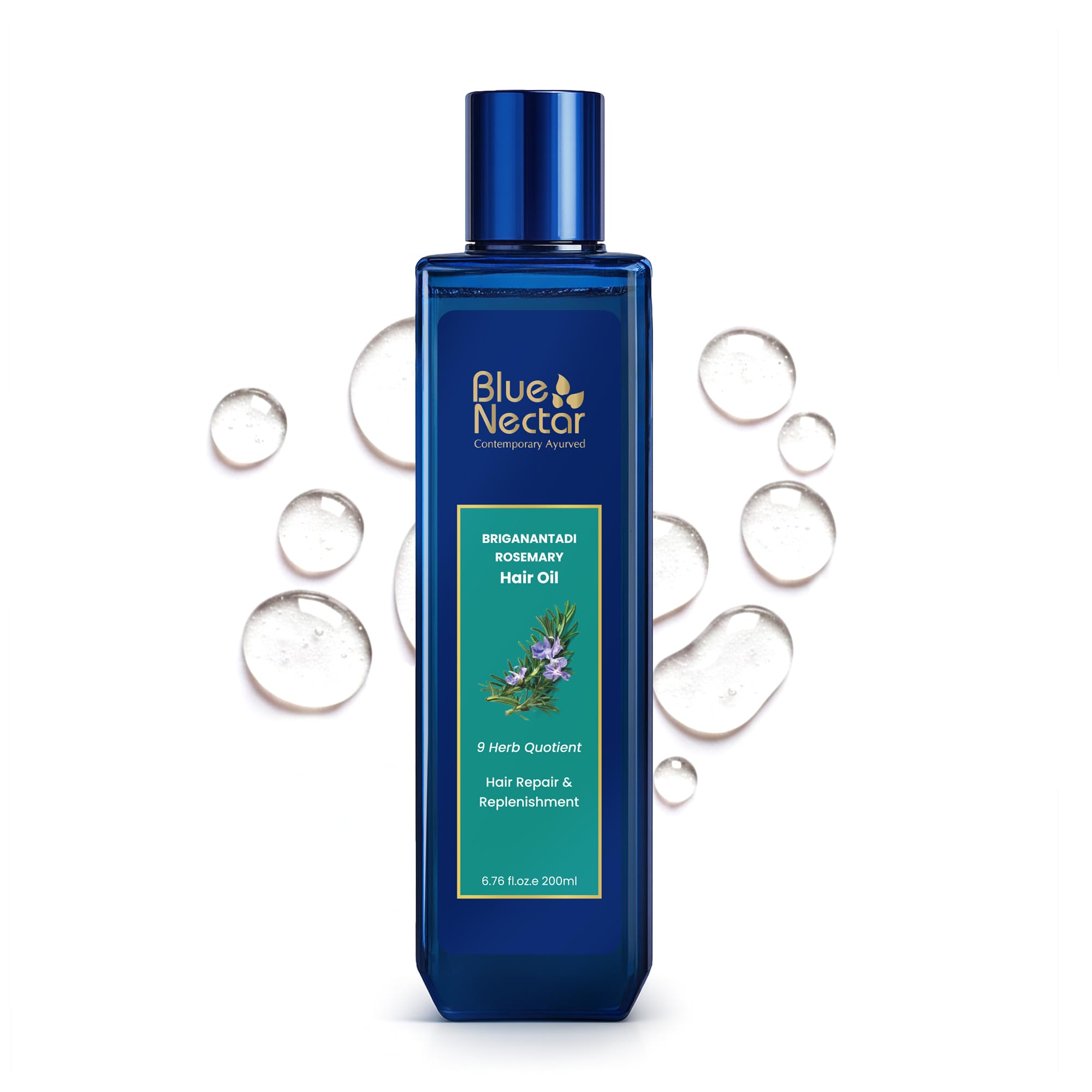 Rosemary Oil for Hair Growth with Bhringraj Oil for Hair | Natural Alternate for Redensyl | Non- Sticky Ayurvedic Hair Oil with Amla Hair Oil (9 Herbs,200ml)