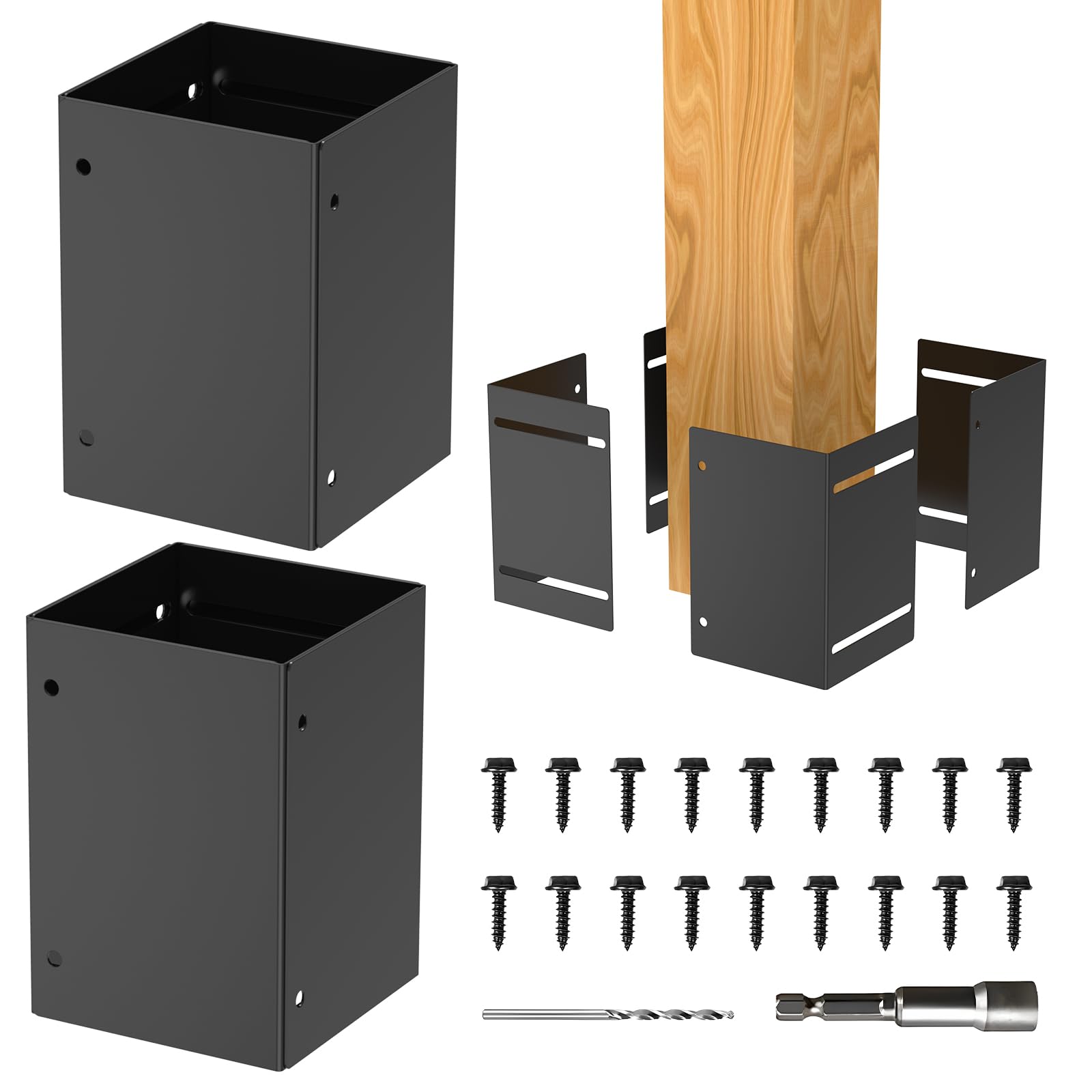 Post Protector, Rustproof Post Base Protectors, Adjustable Range 3.3-6 Inch