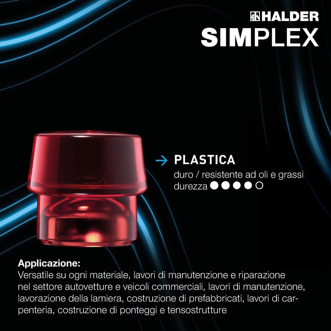 Halder 3769040 plastica/metallo morbido con manico in fibra, multicolore, 40 mm