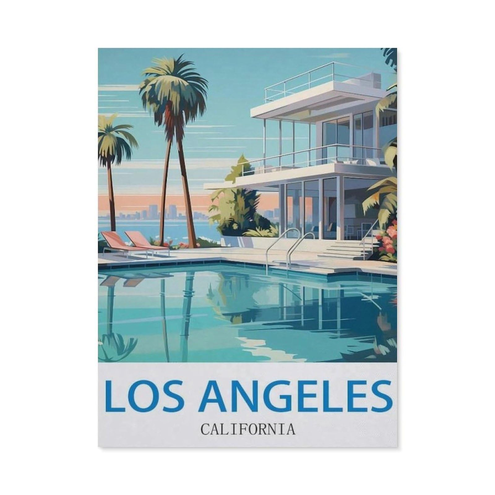 BEAYODKP Los Angeles California，Diamond Painting Kits for Adults - 5D Diamond Painting Kit Full Drill, Diamond Art Kits for Home Wall Decor（30 x 40 cm/11.81 x 15.74 inches）-CK74