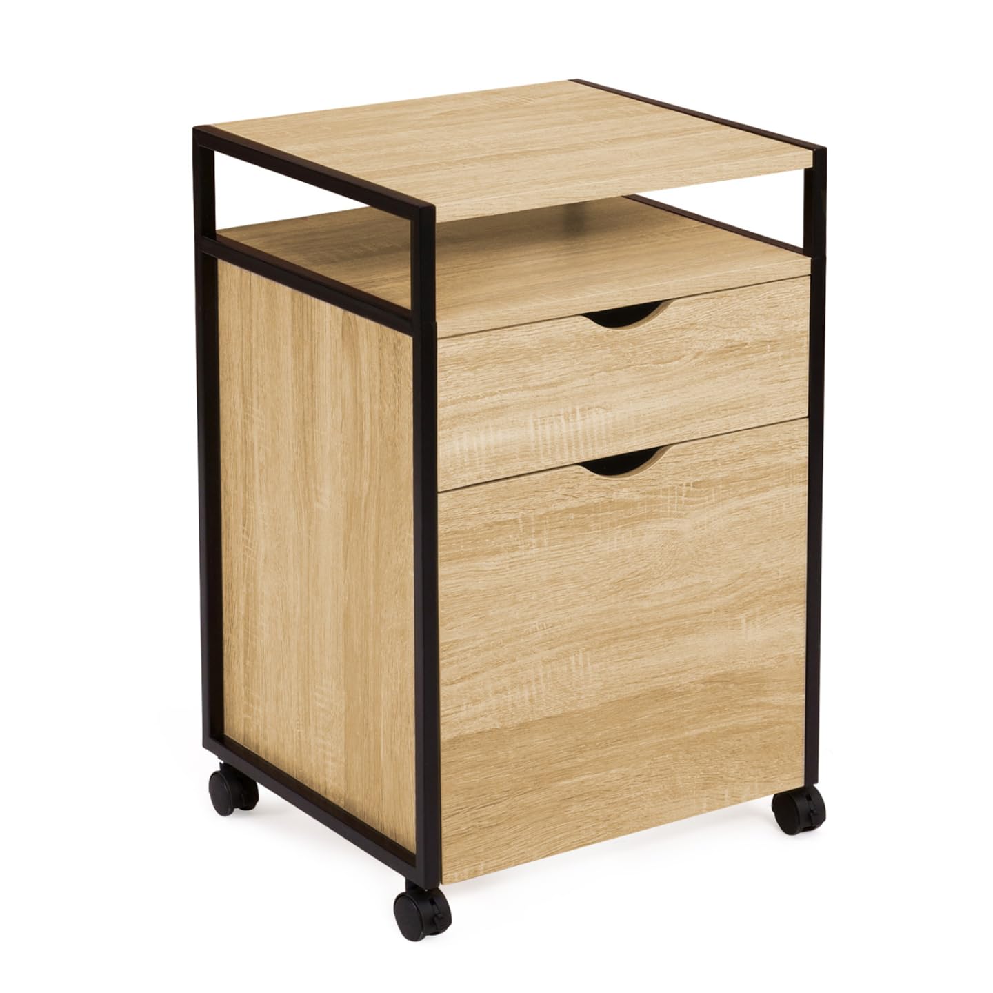 IDMarket - Caisson de Bureau Support imprimante Detroit 2 tiroirs Design Industriel