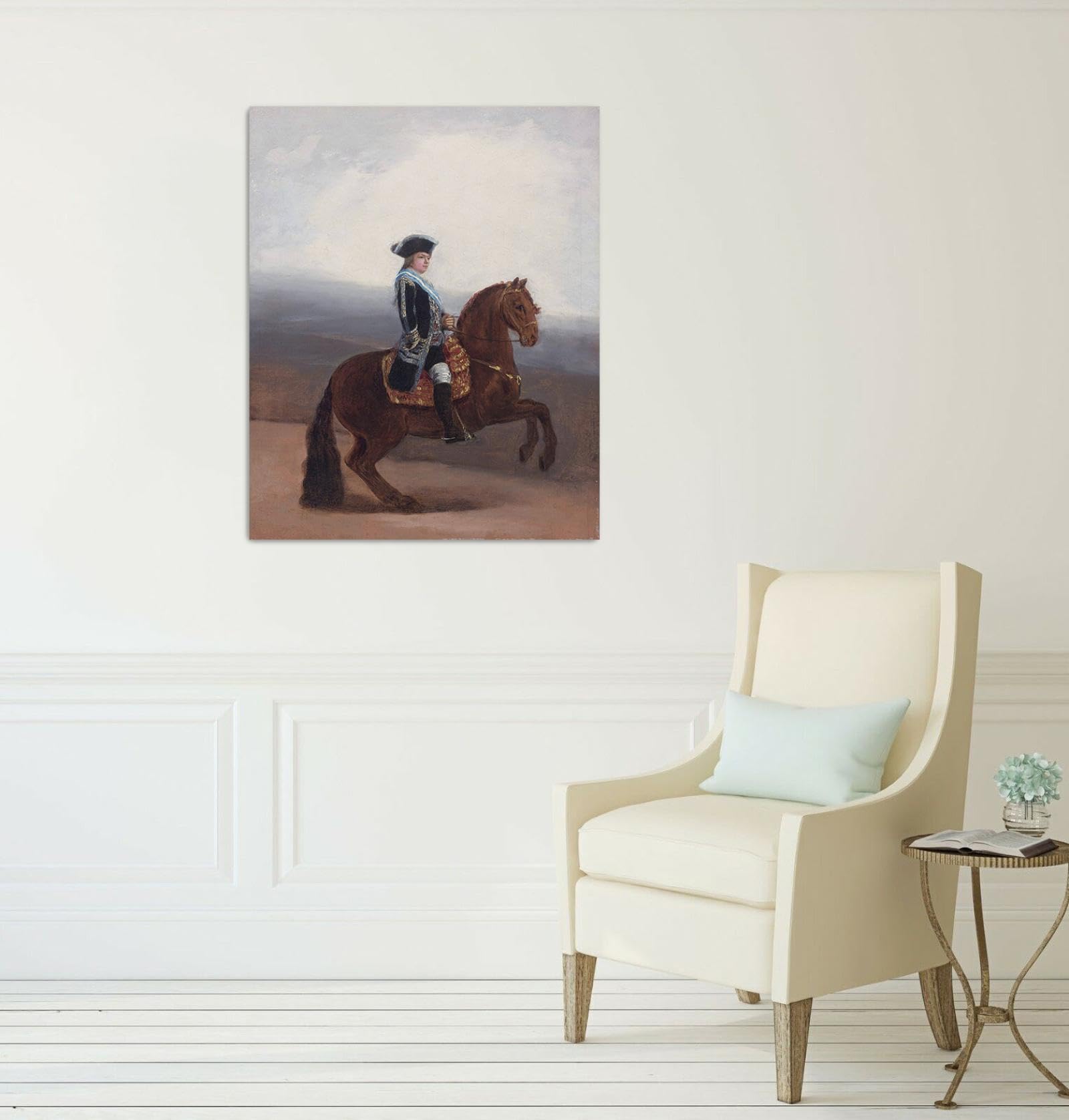 Klasyczny obraz na płótnie, sztuka ścienna, Francisco de Goya, słynne wydruki ścienne, reprodukcja na płótnie, portret jeździecki, Manuela Godoya, plakat, dzieło sztuki, obrazy na płótnie, 30 x 40 cm,