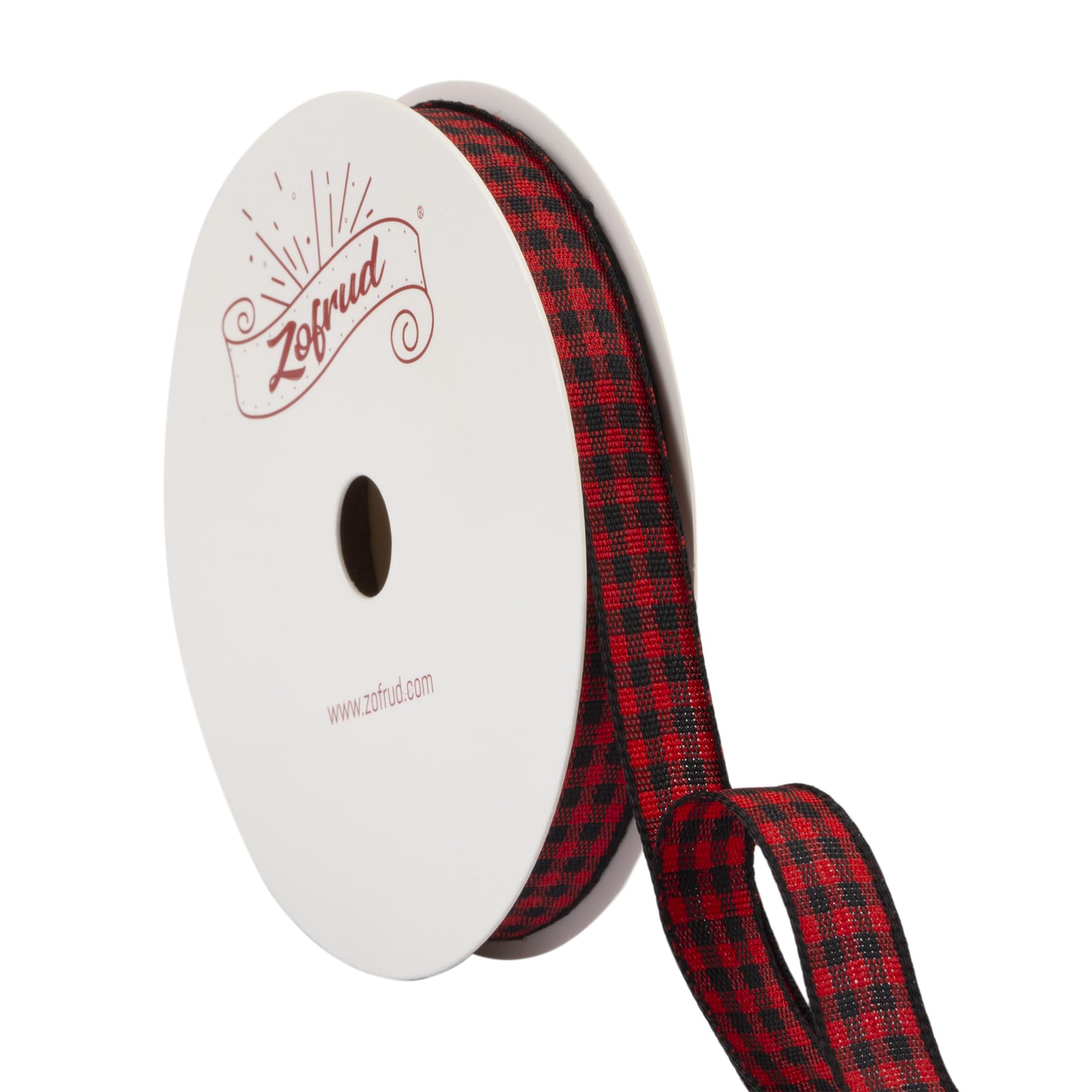Zofrud Black & Red Gingham Ribbon Checkered Plaid Ribbon - 9mm x 9 Meters - Ideal for Gift Wrapping, Baking Crafts, and Party Decorations