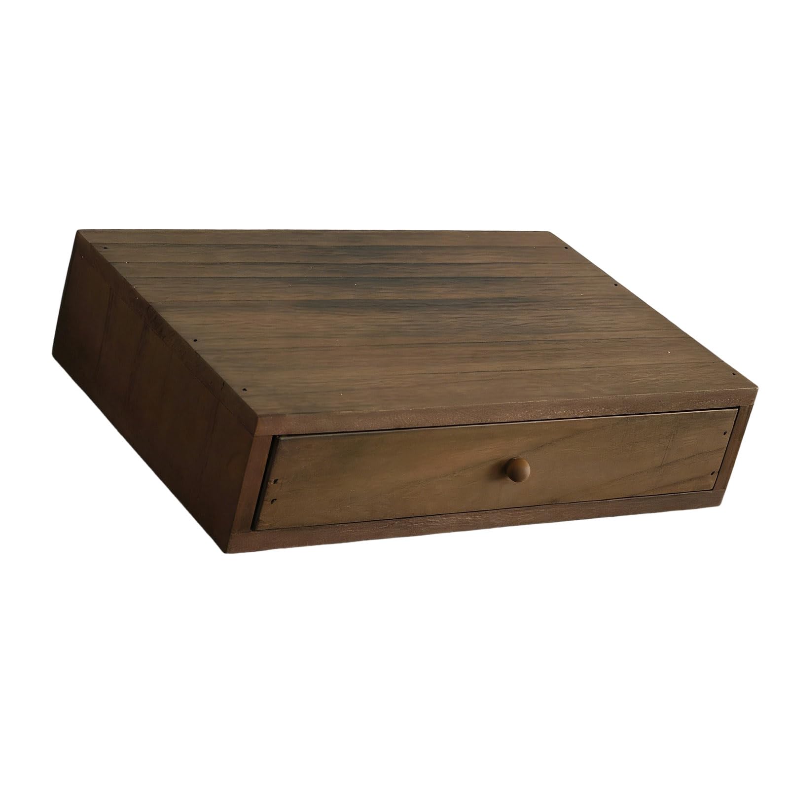 Vdaxvme Natural Wood Desk Organiser with Spacious Compartments Sturdy Multi Section Storage Box for Stationery Cosmetics Wooden Desktop Storage