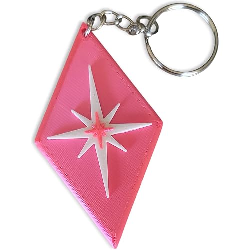 Retro Layers Midcentury Modern Diamond Star Bursts Keychain Nostalgic Keyring Style Aesthetic Hotel Key