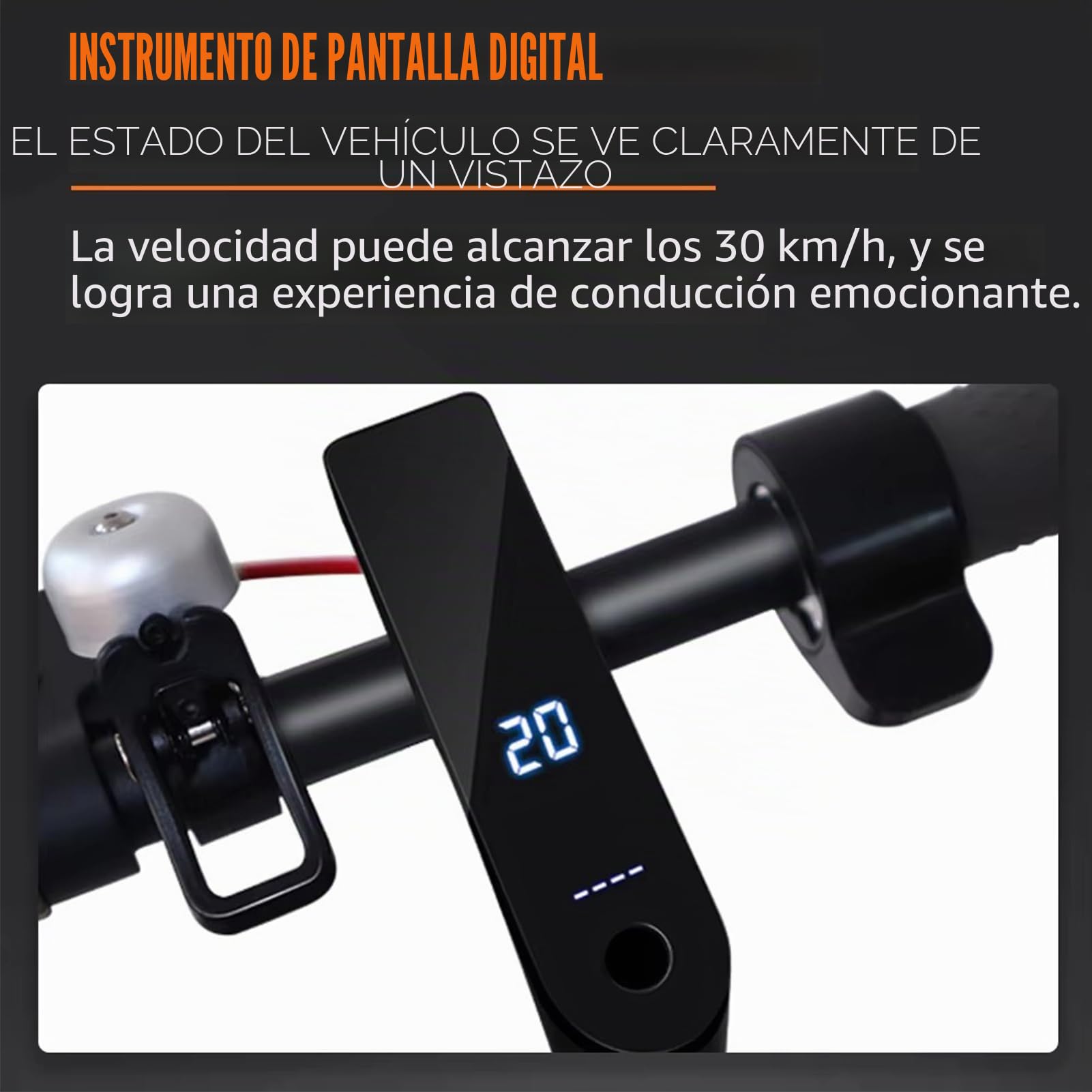 Patinete eléctrico con velocidad de hasta 25 km/h, patinete E para adultos, carga máxima de 120 kg y dura hasta 30 km para viajes de corta distancia
