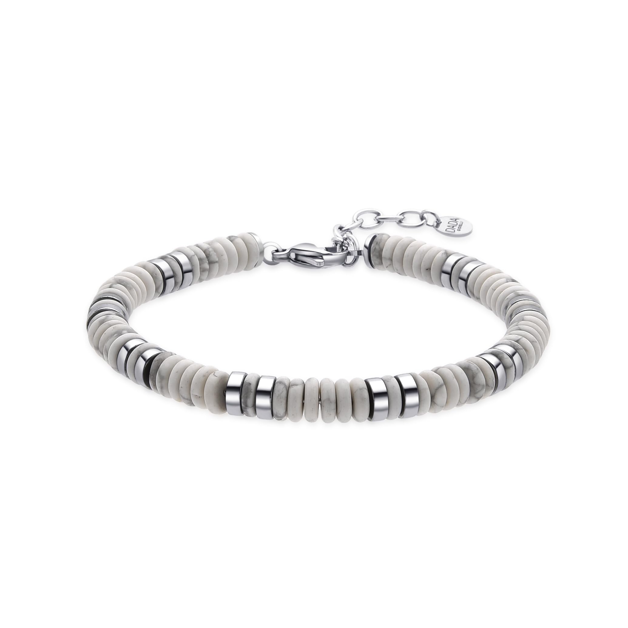 Dada Gioielli - Bracelet homme en pierres naturelles dures, choisissez la pierre qui vous représente - Idée cadeau d'anniversaire pour lui, acier et hématite - Ajustable 19-22cm