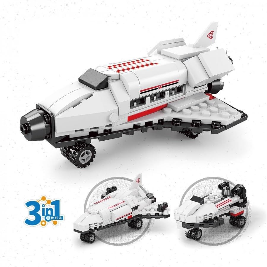 Amitasha 3in1 Space Shuttle Building Blocks for Kids 7-14 Years 3D Rocket Assemble Mind Teaser Vehicle Puzzle Toy Set Brick Kit for Kids Birthday Gift Boys & Girls