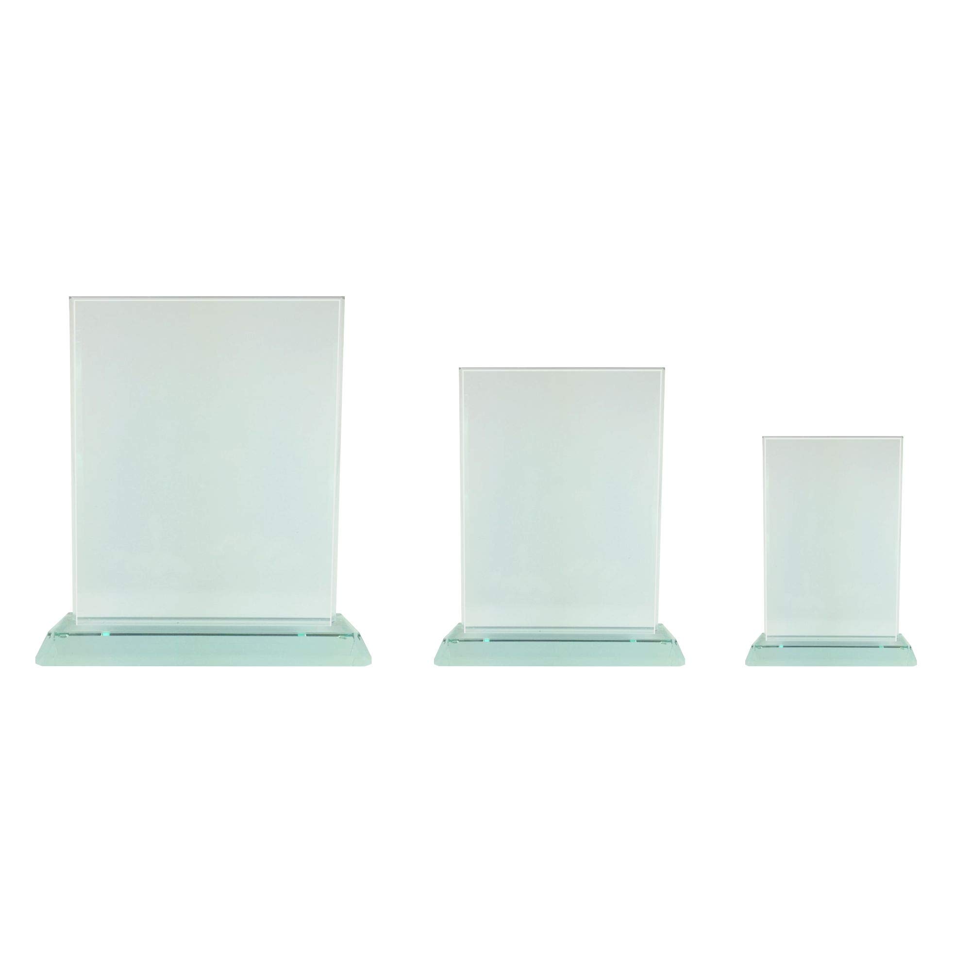 Glaspokal, Glastrophäe, Rechteck aus Jadeglas für Jubiläum, Sieger, Ehrung, Danksagung, Turnier