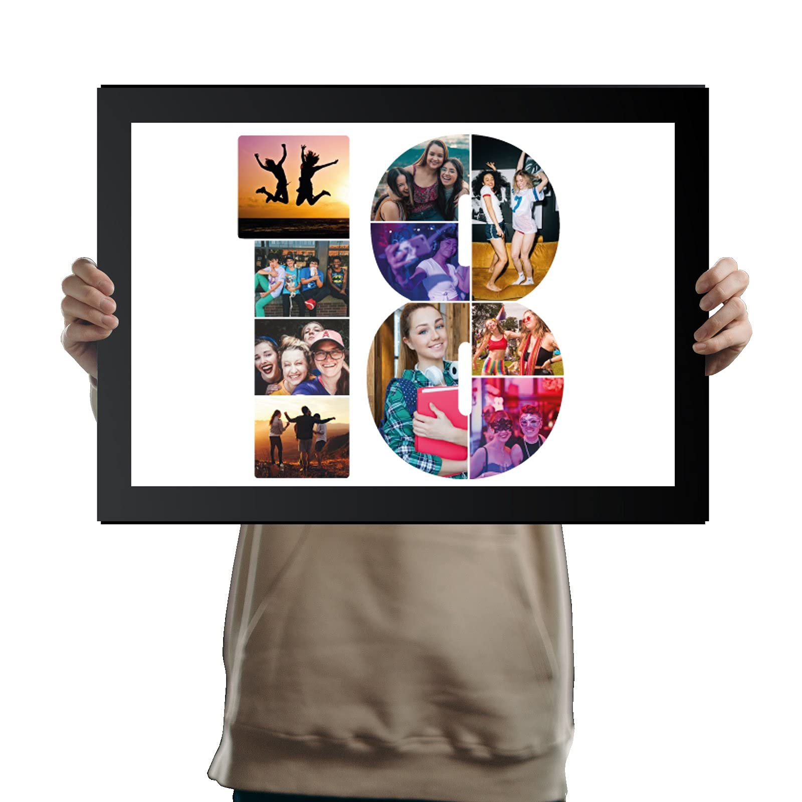 You Personalise Black Eighteenth Birthday Personalised Photo Collage Framed A3