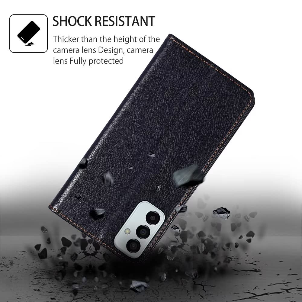 HONLEN Etui kompatybilne z Samsung Galaxy M23 5G, etui na telefon komórkowy (6,6") magnetyczny portfel, skórzane etui ze stojakiem i 2 przegródkami na karty - czarne