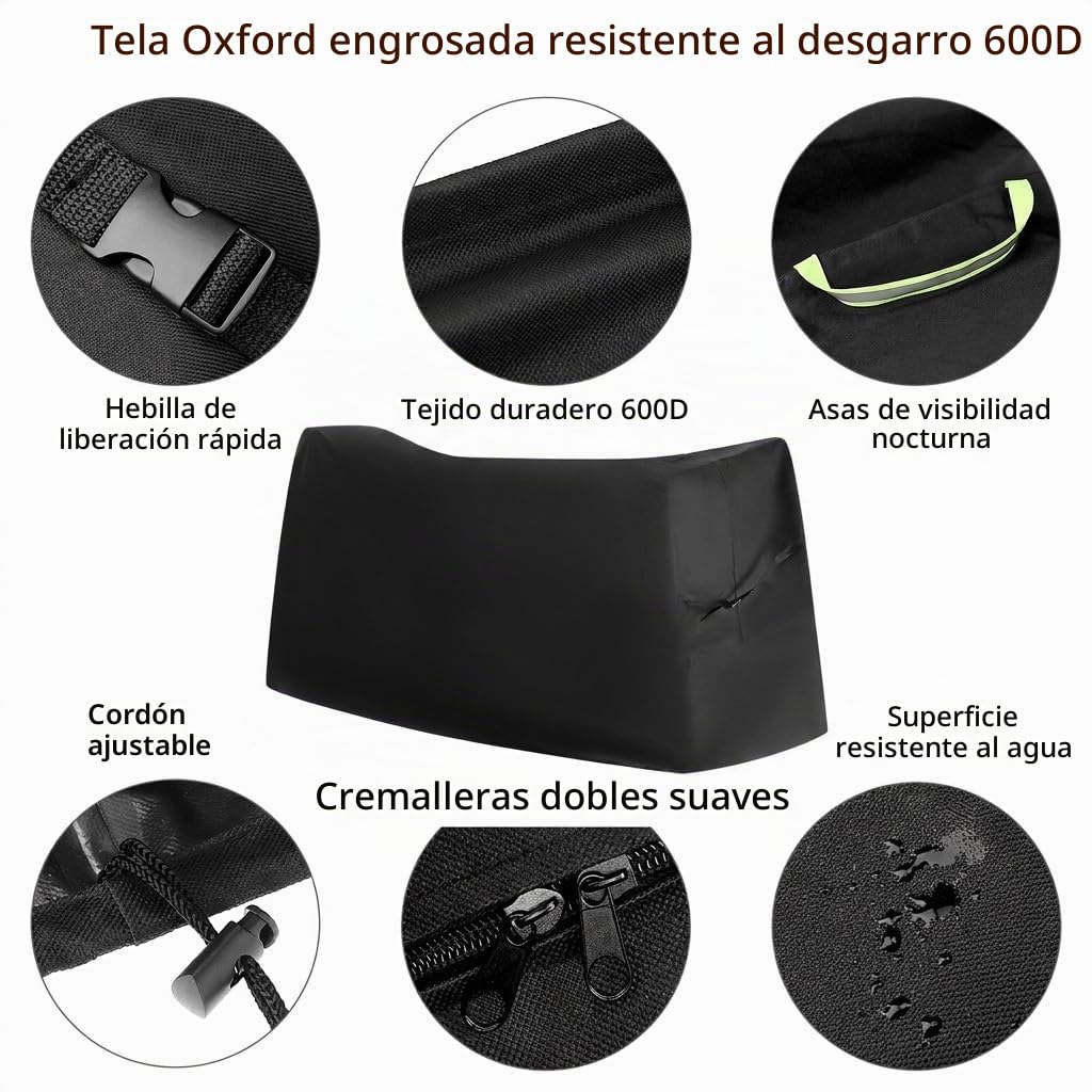 QWORK® Funda de Transporte Bicicleta, Fundas Bici Exterior Tejido Oxford 600D con Cuerda de fijación, para Transportar 2 Bicicletas