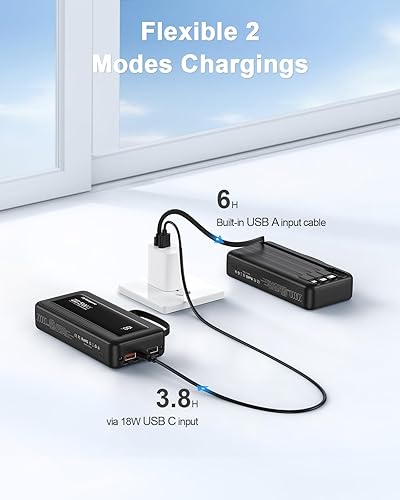 Miniatura 6 de Cargador portátil con cables incorporados, delgado 20000mAh carga rápida 22.5W banco de energía USB C pantalla LED paquete de batería 6 salidas y 2