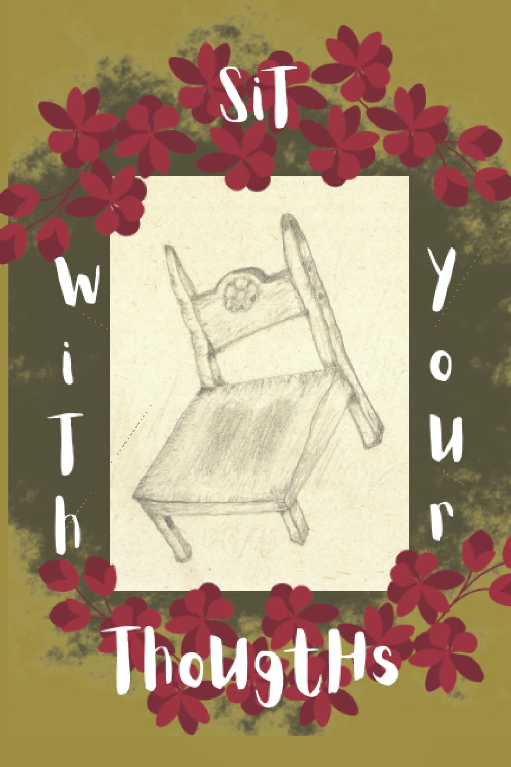 Sit with your thoughts journal-Beautiful sketched chair design- mustard 6x9 -120 page lined notebook for use as a diary, journal, or medium for creative writing and meditation.