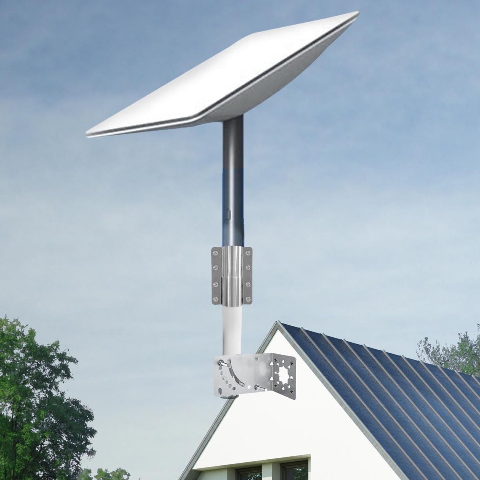 Sxhlseller Kit di Montaggio V2, Supporto per Tetto con Stecca Ad Angolo Retto, Supporto Internet Satellitare Resistente Alle Intemperie per Parabola Rettangolare, capacità 50 Kg/110 Libbre, Acciaio