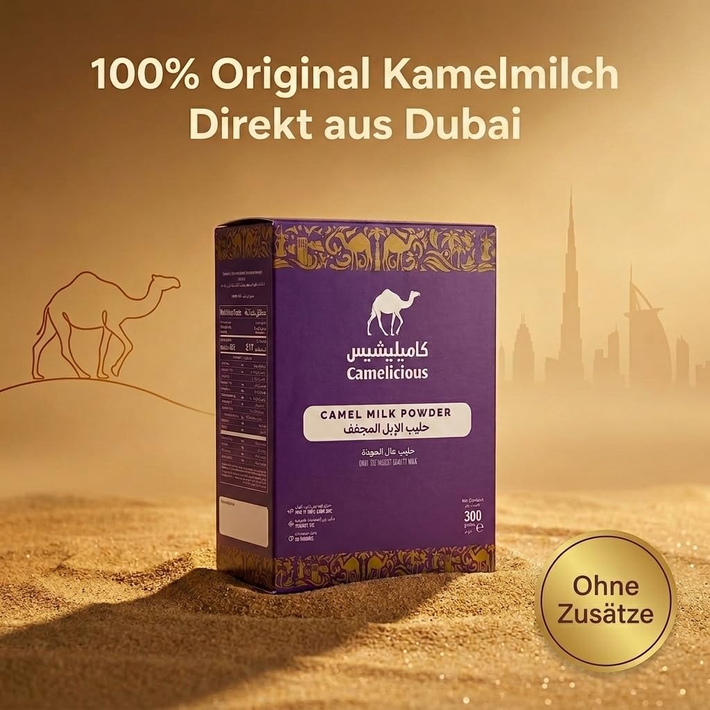1200g de leche de camello en polvo original (de Dubái, 4x300g) - GARANTÍA DEL MEJOR PRECIO - Cura de bebida - Leche de camello en polvo (4x300g)