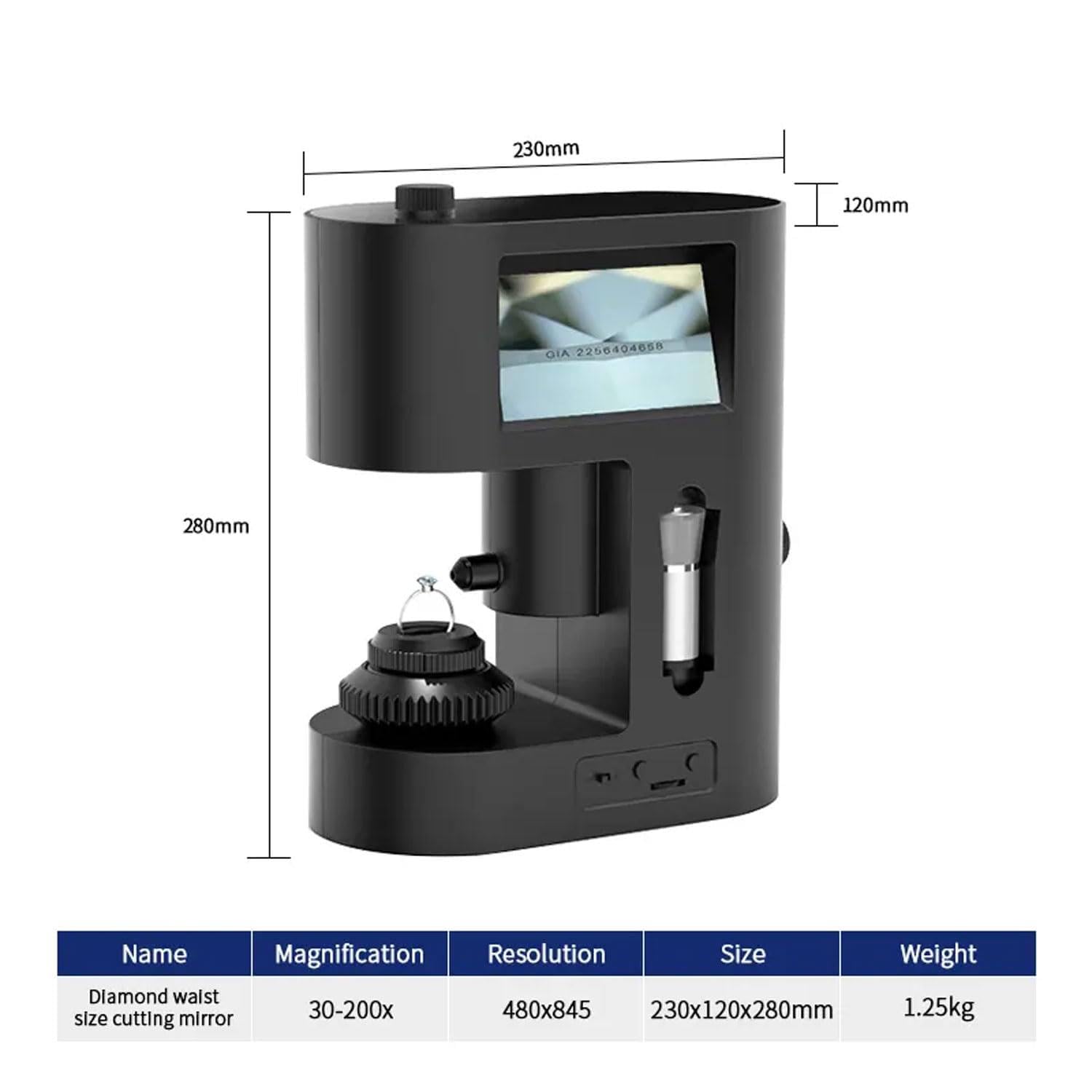 Mikroskop cyfrowy 4,3 cala LCD, powiększenie 50-1000x, zestaw mikroskopu podświetlanego LED, idealny do biologii i kamieni szlachetnych, kompaktowa konstrukcja 230 x 120 x 280 mm